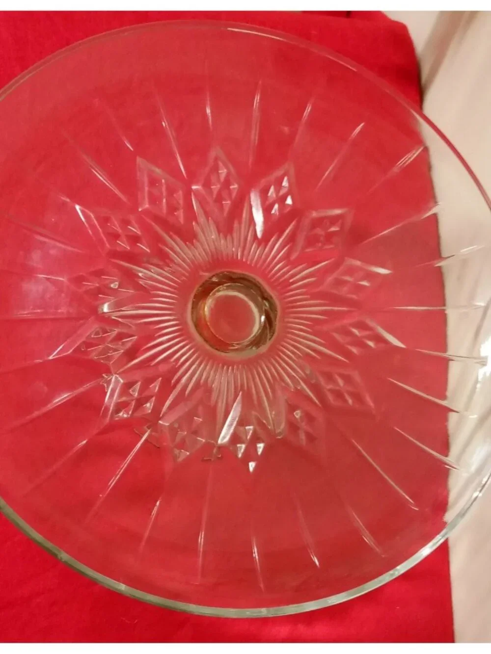 Vintage Anchor Hocking Canfield Starburst Domed Cake Stand with Pedestal